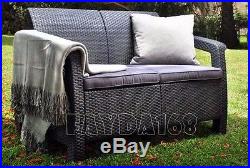 SET 4PCS Patio Furniture Rattan Wicker Outdoor Sectional Chair Table Cushion NEW