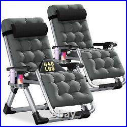 SLSY Zero Gravity Chair Set of 2, Recliner Sun Chaise Lounge WithHeadrest &Pad