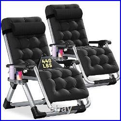 SLSY Zero Gravity Chair Set of 2, Recliner Sun Chaise Lounge WithHeadrest &Pad