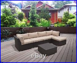 SUPERNOVA 6PC Outdoor Patio Wicker Furniture All Weather Sectional Sofa Set