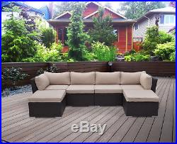 SUPERNOVA 6PC Outdoor Patio Wicker Furniture All Weather Sectional Sofa Set
