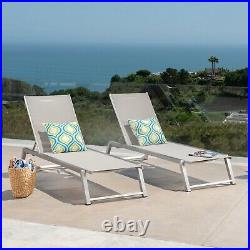 Santa Monica Outdoor Gray Mesh Chaise Lounge with Grey Finished Aluminum Frame