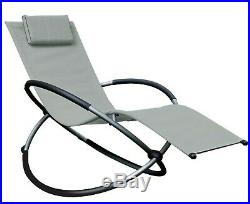 Schallen Breathable Steel Rocker Lounger Outdoor Garden Chair with Pillow GREY