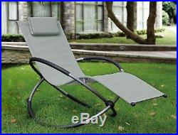 Schallen Breathable Steel Rocker Lounger Outdoor Garden Chair with Pillow GREY