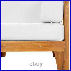 Sectional Corner Sofa & Cream White Cushions Solid Acacia Wood GSS