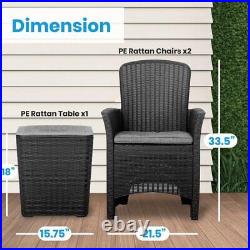 Serenelife 3 Pieces Outdoor Patio Furniture Sets-PE Rattan Wicker Chairs