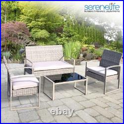Serenelife (4) Patio Outdoor Rattan Furniture Set-1 Double Chair, 2 Single Chair