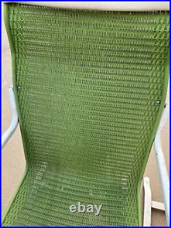 Set (2) Vintage Lloyd Flanders Wicker Lawn Chairs Green & Yellow MCM