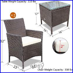 Set De 2 Sillas y Mesa Cristal Con Cojines Para Balcon Patio Exterior En Oferta