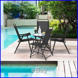 Set Of 4 Folding Sling Chairs Patio Furniture Camping Pool Beach With Armrest