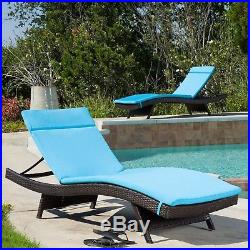 (Set of 2) Blue Cushion Pads For Outdoor Patio Chaise Lounge Chairs