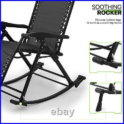 Set of 2 Foldable Adjustable Foot Zero Gravity Chair Rocking Lounge Sling Chair