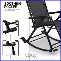 Set of 2 Foldable Rocking Zero Gravity Chair Adjustable Foot Patio Lounge Chaise