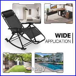 Set of 2 Foldable Rocking Zero Gravity Chair Adjustable Foot Patio Lounge Chaise