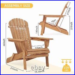 Set of 2 Folding Adirondack Chair Lounge Patio Outdoor Fire Pit Chair Wooden
