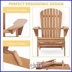 Set of 2 Folding Adirondack Chair Lounge Patio Outdoor Fire Pit Chair Wooden