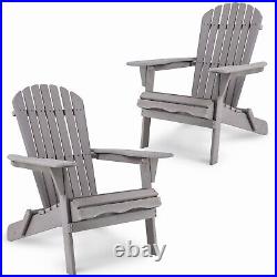 Set of 2 Folding Adirondack Chair Set Patio Outdoor Lounge Garden Lawn Deck Pool