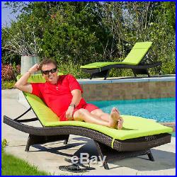 Set of 2 Green Cushion Pads For Outdoor Chaise Lounge Chairs