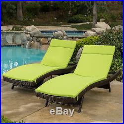 Set of 2 Green Cushion Pads For Outdoor Chaise Lounge Chairs