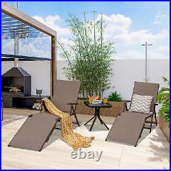 Set of 2 Outdoor Adjustable Chaise Lounge Chair Patio Folding Recliner Lounge