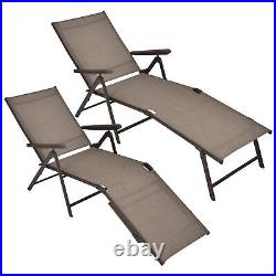 Set of 2 Outdoor Adjustable Chaise Lounge Chair Patio Folding Recliner Lounge