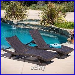 Set of 2 Outdoor Adjustable & Stackable Chaise Lounge Chairs