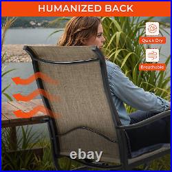 Set of 2 Outdoor Patio Dining Chair Swivel Quick Drying High Back Rest Ergonomic