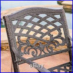 Set of 2 Outdoor Patio Furniture Bronze Cast Aluminum Dining Chairs