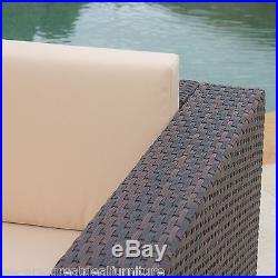 Set of 2 Outdoor Patio Furniture Brown Wicker Sofa Club Chairs