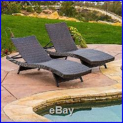 Set of 2 Outdoor Patio Pool Wicker Chaise Lounge Chairs
