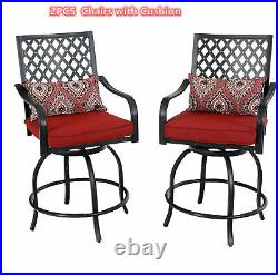 Set of 2 Outdoor Swivel Chairs Patio Bar Stools Outdoor Height Bar Bistro Stools