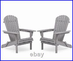 Set of 2 Patio Adirondack Chair Folding Outdoor Lounge Garden Lawn Deck Pool
