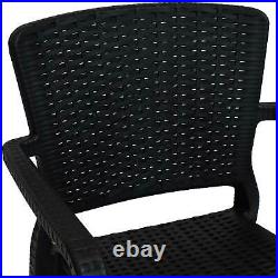 Set of 2 Patio Chair Black Stackable Outdoor Seat Armchair Backyard Porch Deck