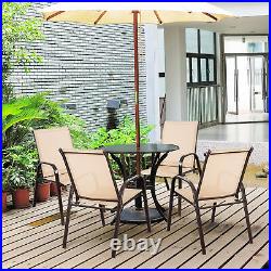 Set of 2 Patio Chairs Dining Chairs with Steel Frame Yard Outdoor Coffee