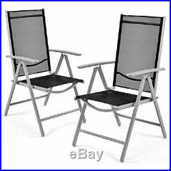 Set of 2 Patio Folding Chairs Adjustable Reclining Indoor Outdoor Garden Pool
