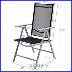 Set of 2 Patio Folding Chairs Adjustable Reclining Indoor Outdoor Garden Pool