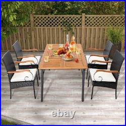 Set of 2 Patio Outdoor Dining Chairs Wicker Bistro Rattan Chairs With Seat Cushion