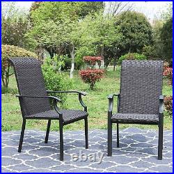 Set of 2 Patio Wicker Chair Rattan Chairs Furniture Club Outdoor Dining Chair