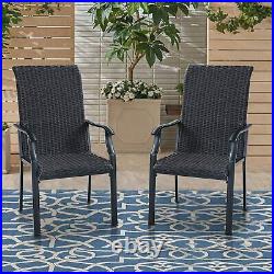 Set of 2 Patio Wicker Chair Rattan Chairs Furniture Club Outdoor Dining Chair