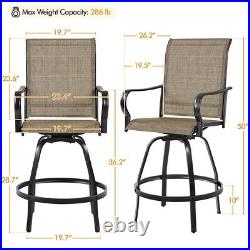 Set of 2 Texteline Patio Bistro Chairs Outdoor Swivel Bar Stools with High Back