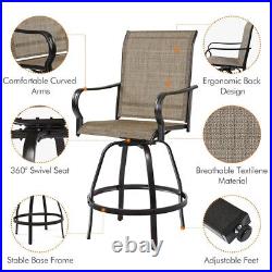 Set of 2 Texteline Patio Bistro Chairs Outdoor Swivel Bar Stools with High Back