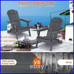 Set of 2 Weather Resistant Adirondack Chair Folding Outdoor Patio Fire Pit Chair