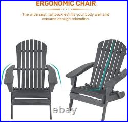 Set of 2 Weather Resistant Adirondack Chair Folding Outdoor Patio Fire Pit Chair