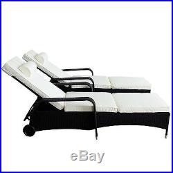 Set of 2 Wicker Patio Chaise Lounge Sofa Rattan Outdoor Chairs Couch Poolside