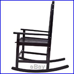Set of 2 Wood Rocking Chair Porch Rocker Indoor Outdoor Patio Furniture Black