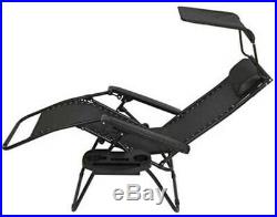 Set of 2 Zero Gravity Sun Loungers Chair Patio Chair with Canopy & Cup Holder