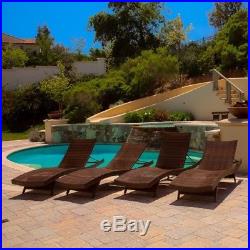 Set of 4 Luxury Outdoor Patio Furniture PE Wicker Chaise Lounge Chairs
