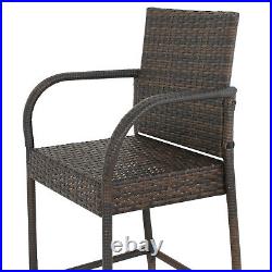 Set of 4 Outdoor Barstool Wicker Patio Furniture Bar Stool 330lbs Capacity Brown