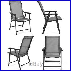Set of 4 Outdoor Patio Folding Chairs Camping Deck Garden Pool Beach WithArmrest