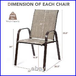 Set of 4 Patio Chairs Dining Chairs with Steel Frame Yard Outdoor Grey